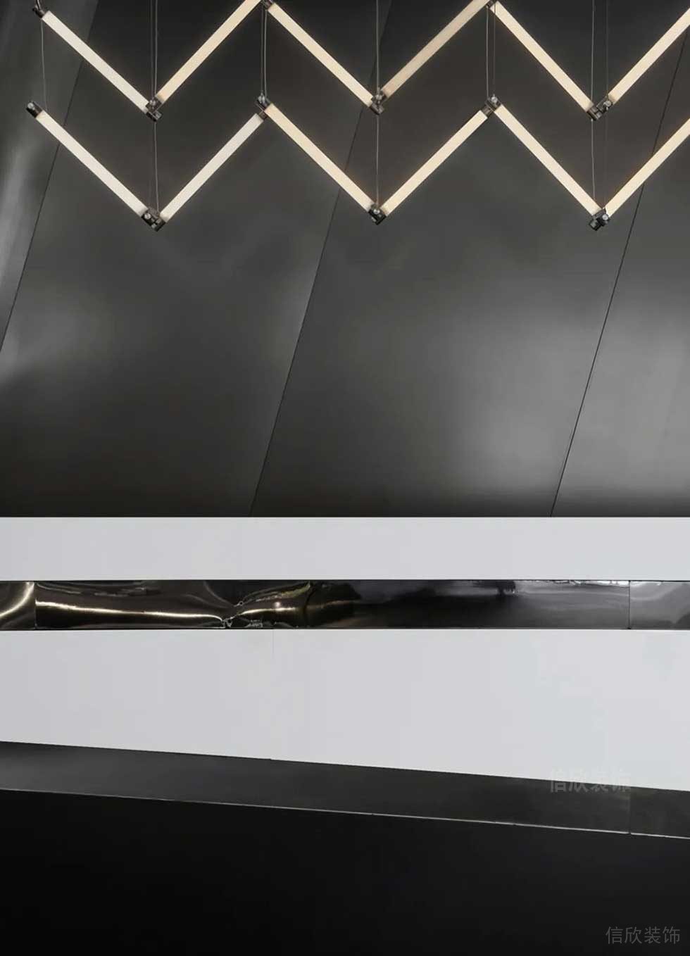 現(xiàn)代風(fēng)格辦公室大堂前臺藝術(shù)吊燈效果圖