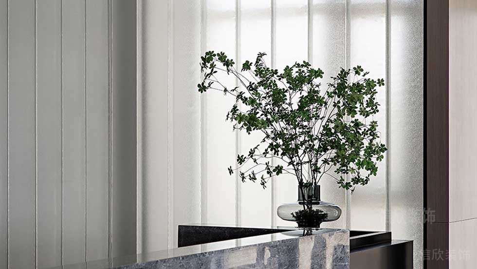 現代風格辦公室前臺綠植裝飾效果圖