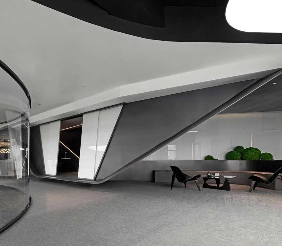 現代風格企業(yè)公司過道特色懸空休閑洽談室效果圖