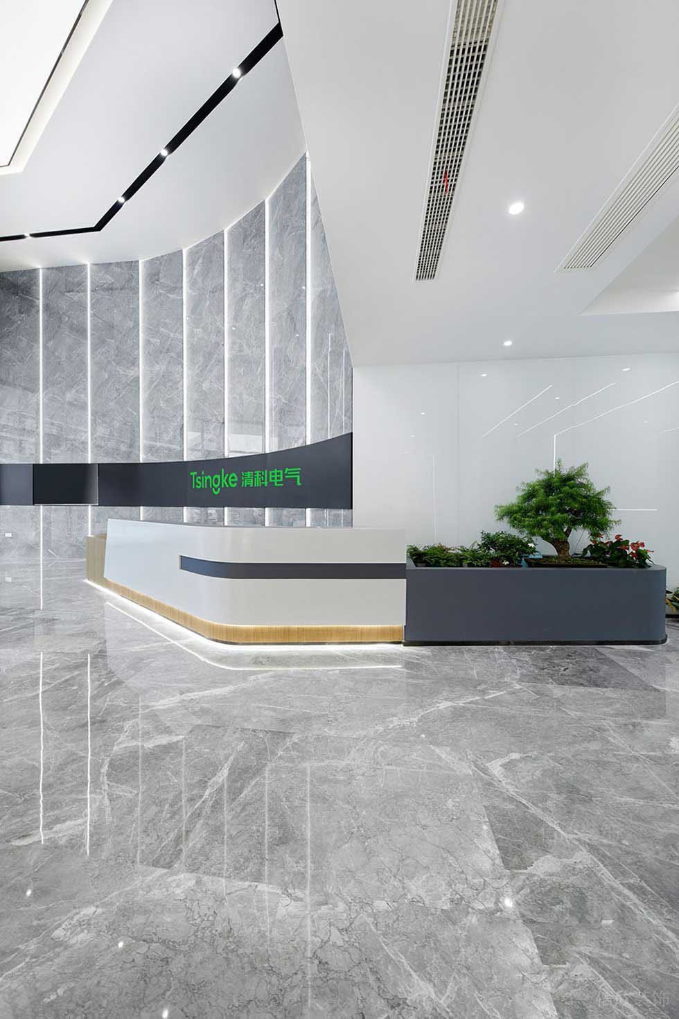 現(xiàn)代風(fēng)格商務(wù)辦公室大堂效果圖