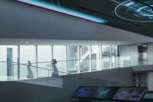 現(xiàn)代風(fēng)格商務(wù)寫字樓多媒體展廳效果圖