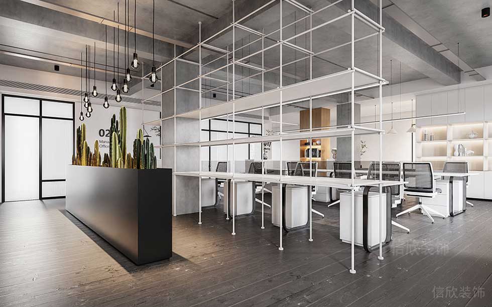 現(xiàn)代簡約風格辦公空間儲物展示裝飾陳列架效果圖