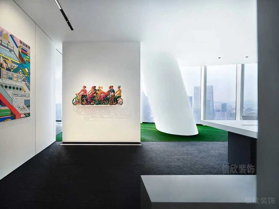 現(xiàn)代簡約風格辦公空間過道藝術(shù)掛畫效果圖