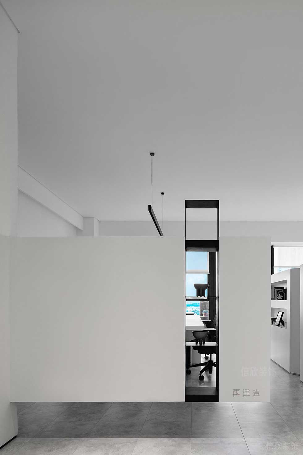 現(xiàn)代簡(jiǎn)約風(fēng)格辦公室形象背景墻藝術(shù)裝飾層架效果圖