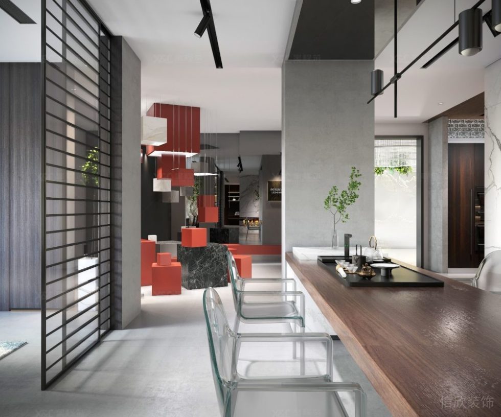 現(xiàn)代簡約風格商務(wù)辦公空間茗茶區(qū)裝修圖