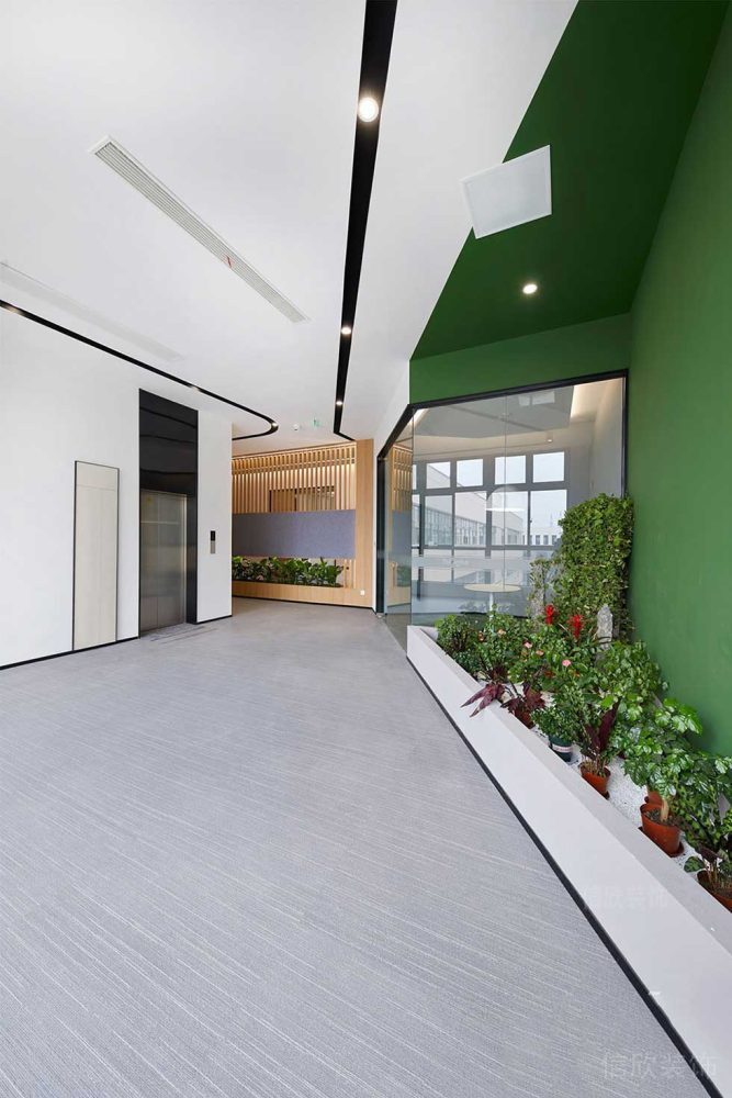 現(xiàn)代簡約風(fēng)格商務(wù)辦公室電梯廳效果圖