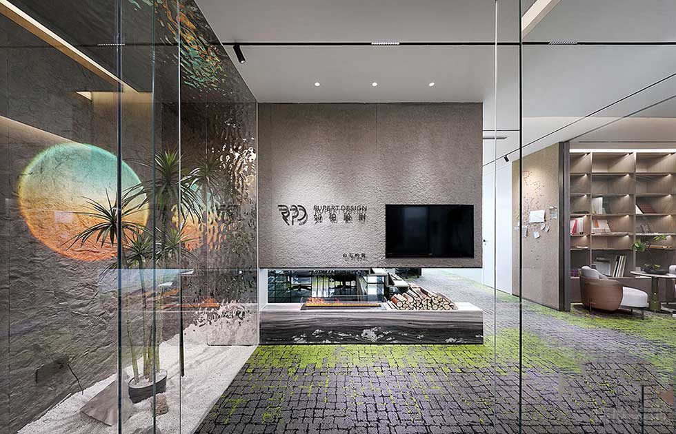 現(xiàn)代簡約風格商務(wù)辦公室前廳裝修圖