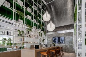 現(xiàn)代簡(jiǎn)約風(fēng)格寫(xiě)字樓吧臺(tái)辦公區(qū)裝修圖