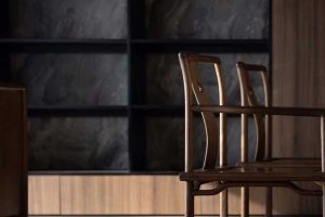 新中式風(fēng)格辦公空間茶室實木官帽椅效果圖