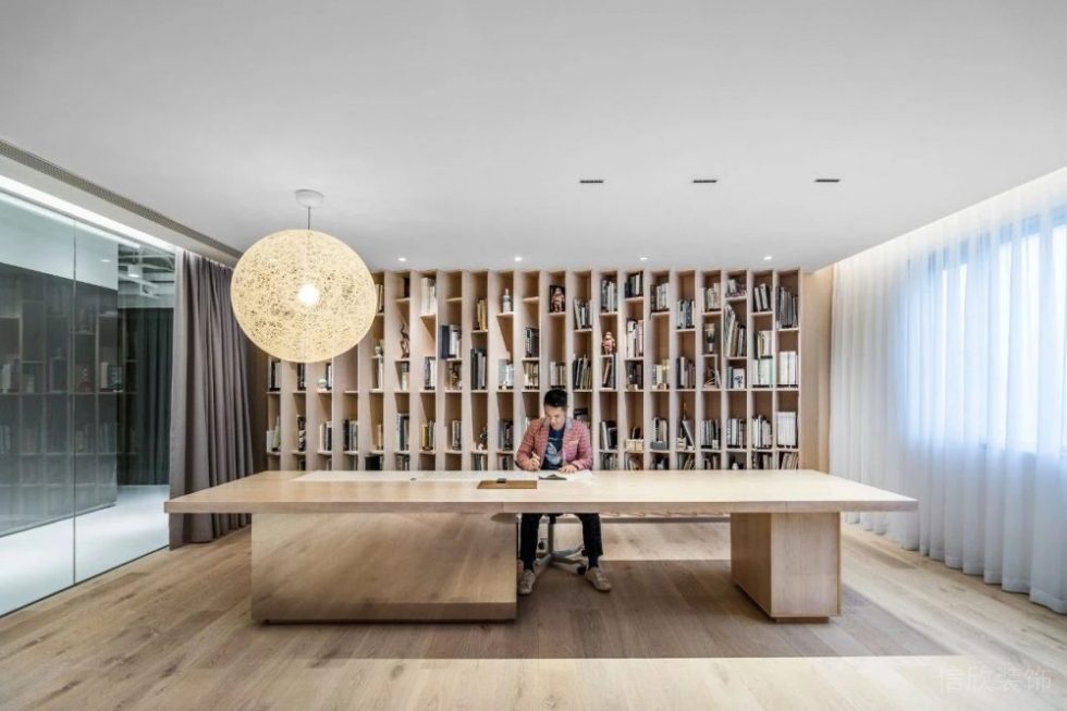 新中式風格企業(yè)公司多功能休閑閱覽室效果圖