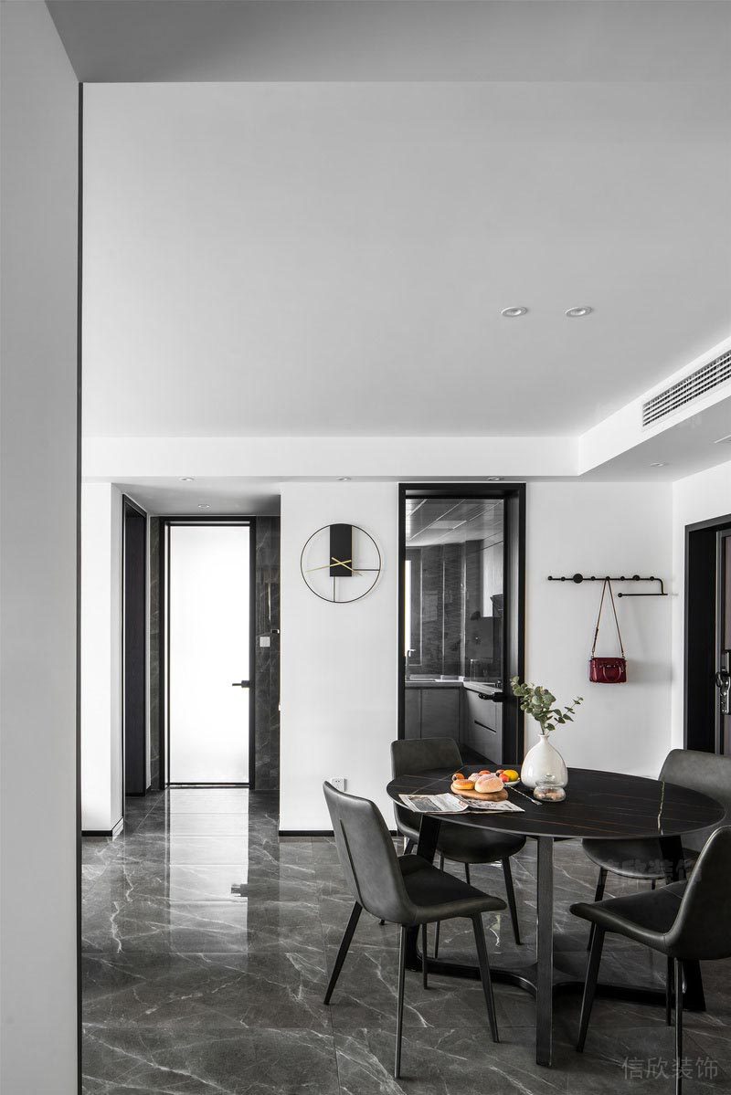 簡約風(fēng)家裝灰色大理石現(xiàn)代過道就餐區(qū)域設(shè)計