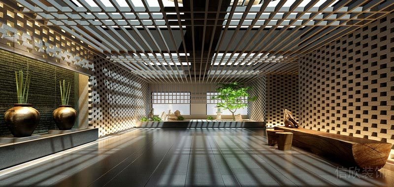 深圳景田餐飲裝修設(shè)計(jì)公司案例前廳園林休閑