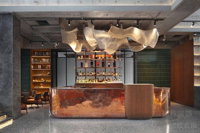 水磨石地板創(chuàng)意天花燈飾設(shè)計(jì)茶水間吧臺創(chuàng)意現(xiàn)代辦公室設(shè)計(jì)圖