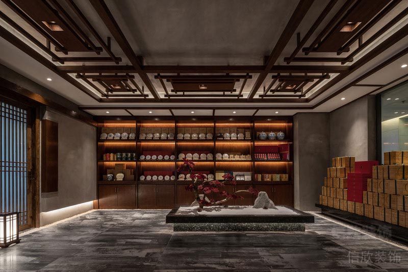 深圳羅湖餐飲茶室裝修設(shè)計(jì)圖大堂茶葉產(chǎn)品展示區(qū)