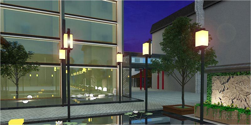 深圳寶安中式風(fēng)格餐飲店裝修圖室外庭院效果圖 深圳寶安中式風(fēng)格餐飲店裝修圖室外庭院效果圖