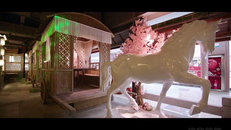 深圳鹽田中式風(fēng)格餐飲店裝修圖白馬雕塑 深圳鹽田中式風(fēng)格餐飲店裝修圖白馬雕塑