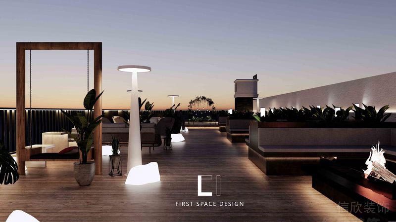 福田餐廳裝修私房菜設(shè)計(jì)效果圖室外露臺(tái)木飾面