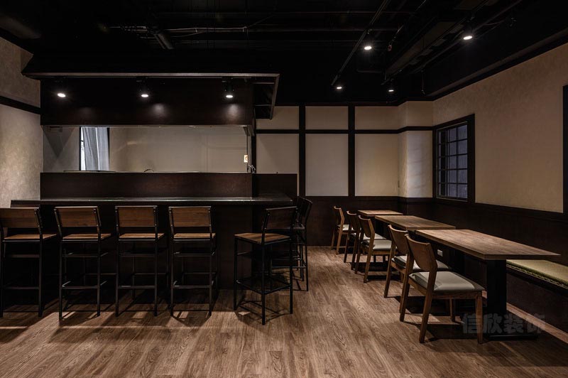 深圳南山日式風(fēng)格餐廳裝修吧臺