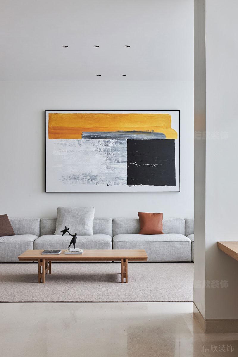 客廳裝修墻面黃色抽象畫