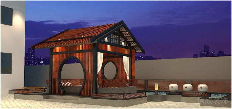 深圳寶安中式風(fēng)格餐飲店裝修圖室外涼亭效果圖 深圳寶安中式風(fēng)格餐飲店裝修圖室外涼亭效果圖