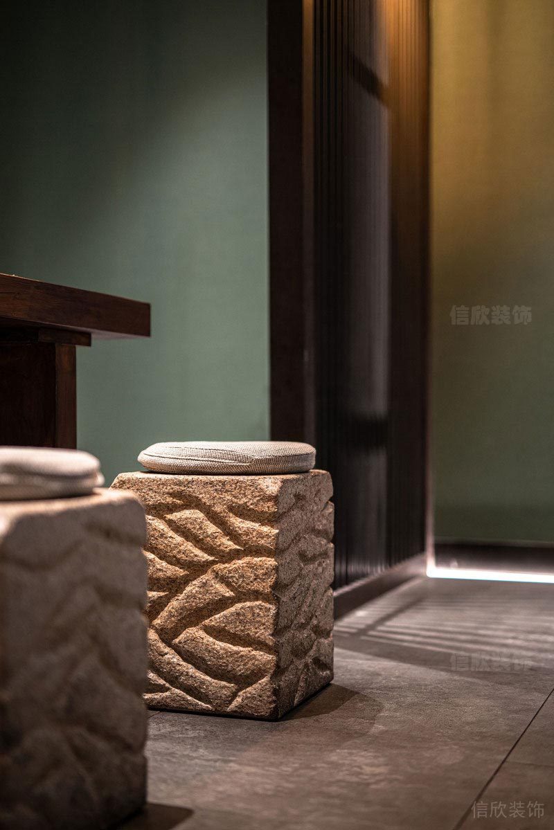 龍崗新中式風格餐廳裝修設計效果圖材質細節(jié)紋路