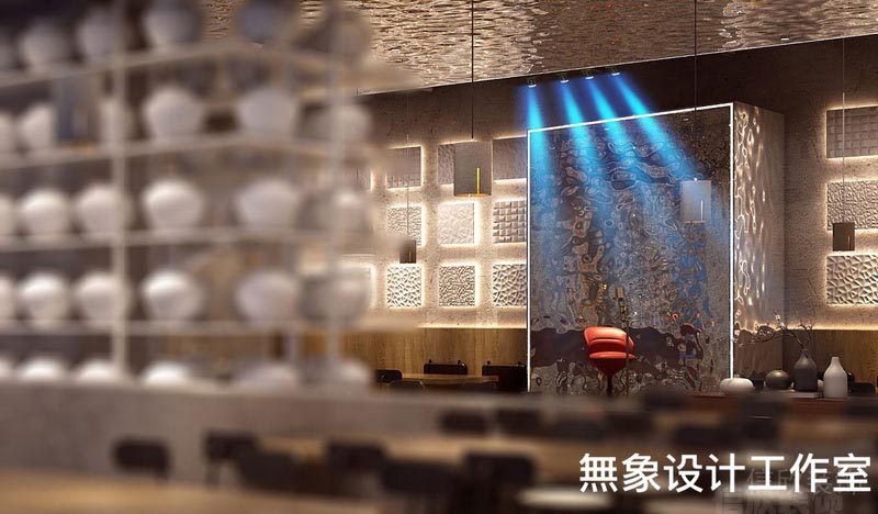 福田餐廳裝修燒烤店設(shè)計(jì)效果圖水波紋不銹鋼壓花板