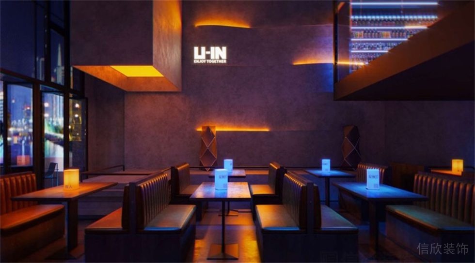 深圳福田現(xiàn)代簡約酒吧裝修設(shè)計卡座區(qū)效果圖