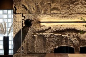 鏡面創(chuàng)意全屋定制墻體石材自然壁畫效果圖餐桌裝修