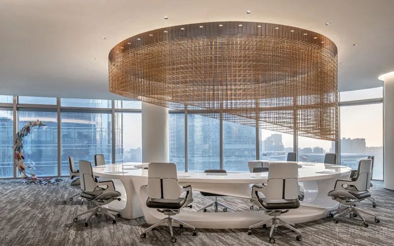 寶安區(qū)榮超濱海大廈輕奢風(fēng)格辦公室裝修開(kāi)放式辦公區(qū)效果圖