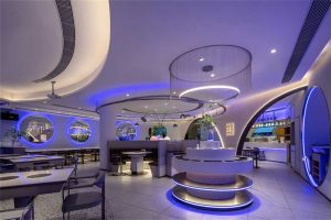 深圳龍崗現(xiàn)代風格火鍋店裝修設計大廳效果圖