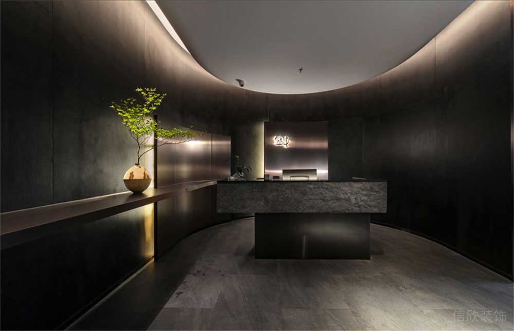 深圳鹽田新中式風(fēng)格川菜館裝修設(shè)計(jì)前臺(tái)接待廳效果圖