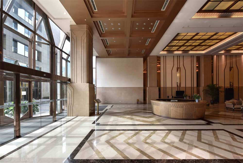 深圳寶安1000平方輕奢風(fēng)格寫字樓大堂裝修空調(diào)暖通系統(tǒng)