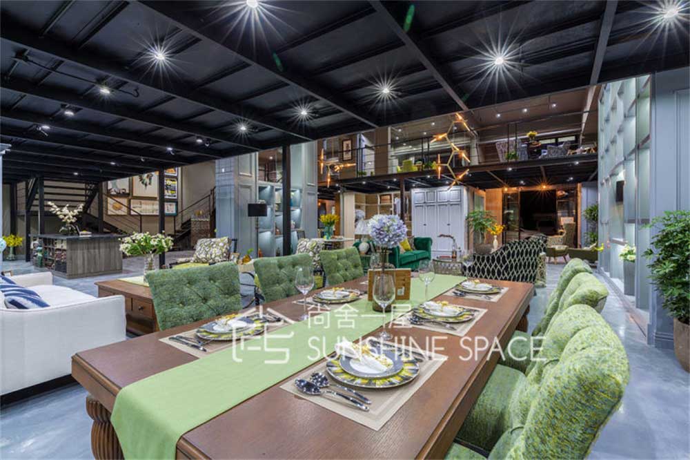 深圳南山簡歐風格家具展廳裝修設計案例客餐廳家具陳列區(qū)