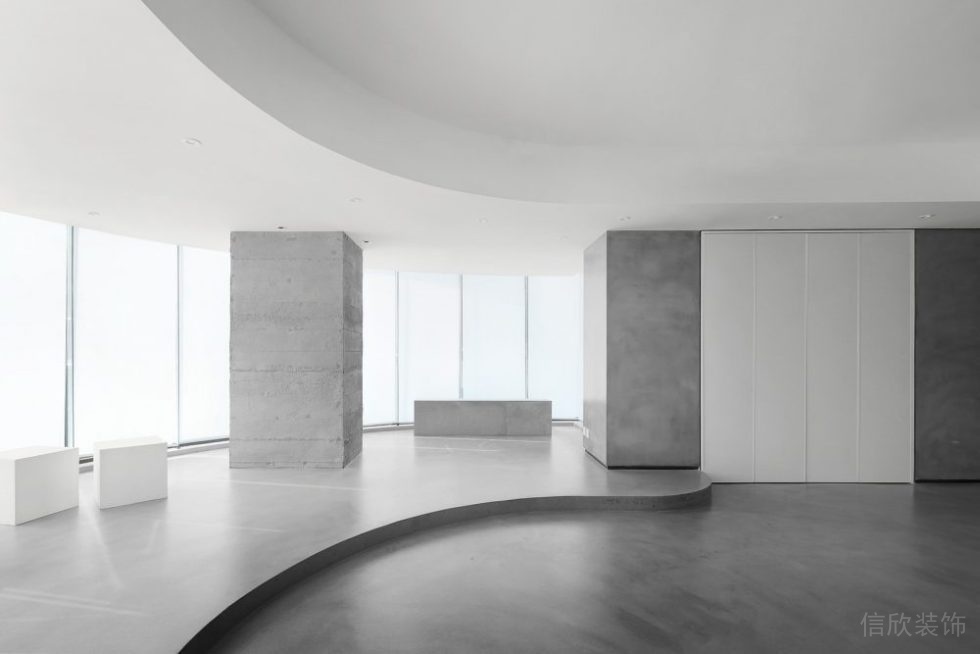 辦公室地臺裝修灰色調(diào)接待區(qū)效果圖設(shè)計裝修圖