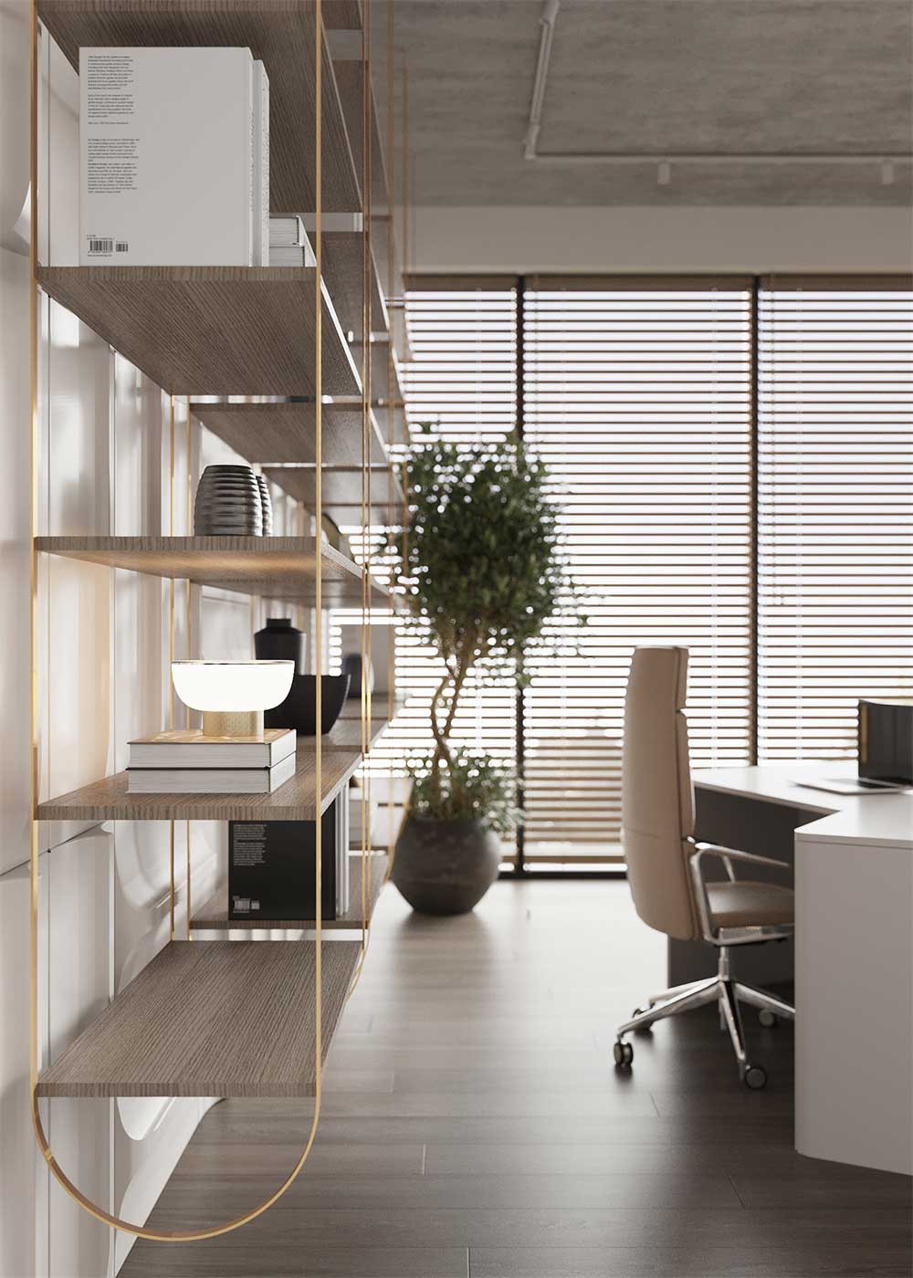 深圳羅湖500平方簡約風(fēng)格辦公室裝修管理層辦公室鋁合金百葉窗簾