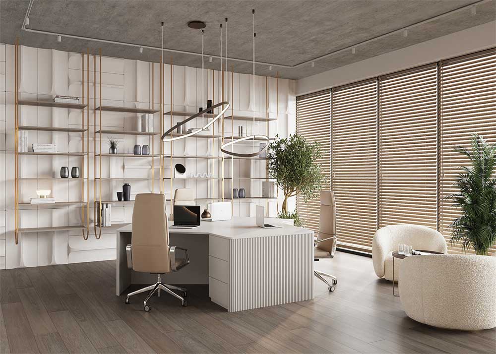 深圳羅湖500平方簡約風(fēng)格辦公室裝修管理層辦公室裝飾展示架