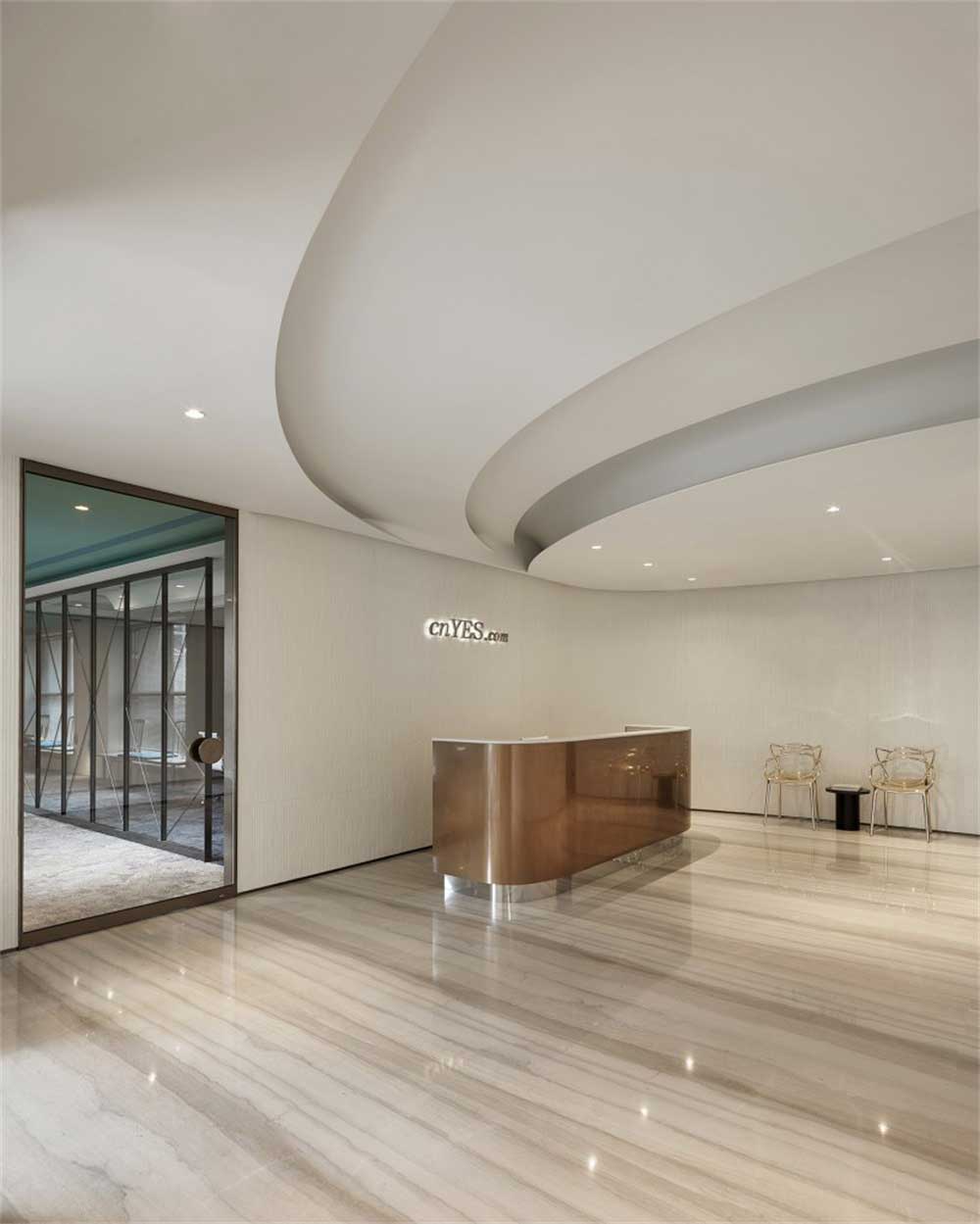 深圳羅湖文錦廣場(chǎng)現(xiàn)代風(fēng)格辦公室裝修設(shè)計(jì)案例入口門廳