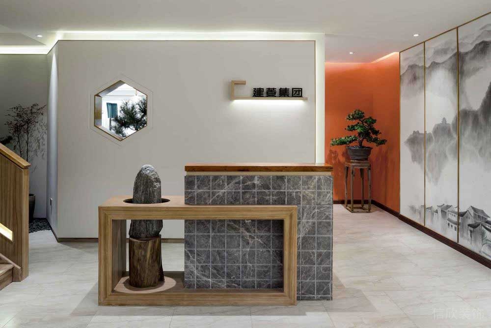 中式風(fēng)木質(zhì)石材中國畫水墨屏風(fēng)墻體設(shè)計微景觀效果大廳辦公室設(shè)計