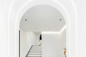 拱形門框石膏線設(shè)計(jì)燈飾效果過道階梯辦公室過道裝修