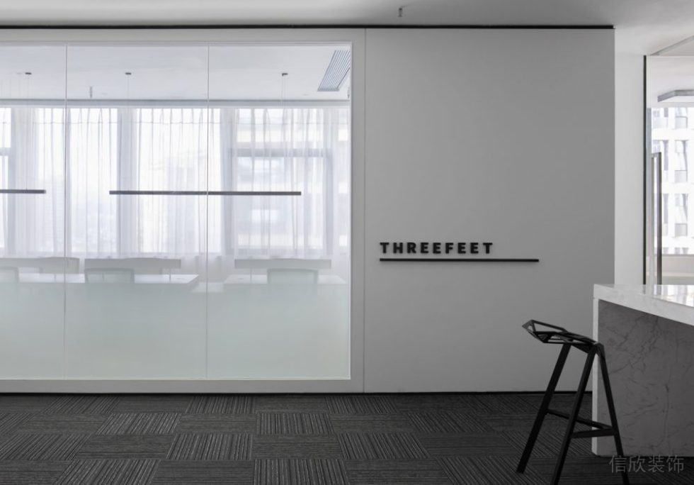 漸變玻璃簡約風(fēng)純白設(shè)計效果圖辦公室大理石休息區(qū)