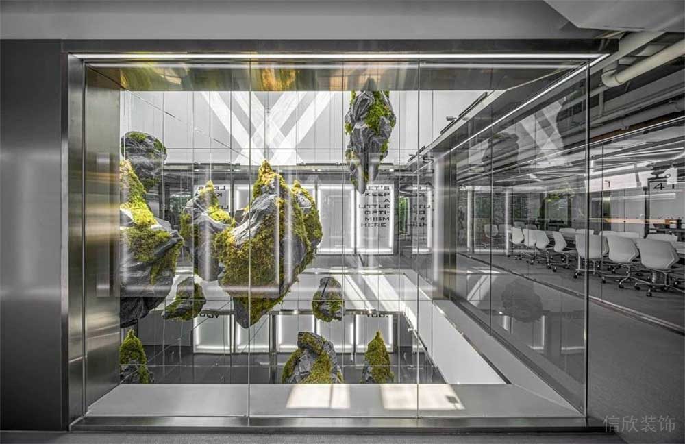 玻璃未來科技感裝修過道會議室洽談區(qū)域裝修