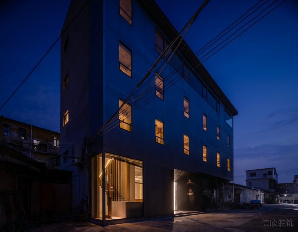 獨立辦公樓現(xiàn)代簡約風裝修暖色燈飾設計效果圖