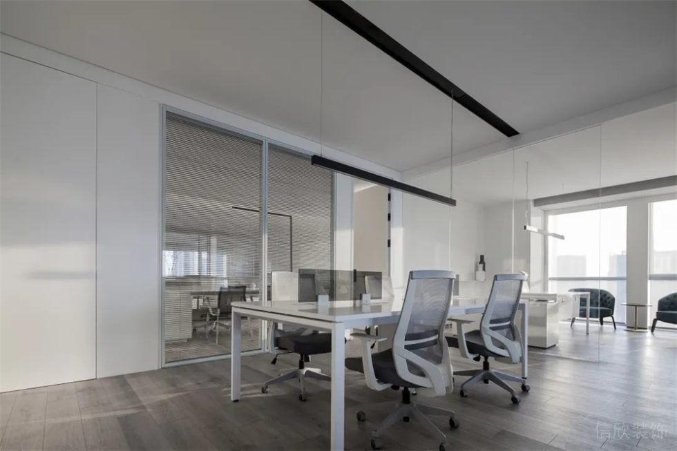 深圳寶安300平方極簡風(fēng)格辦公室裝修辦公區(qū)效果圖