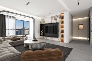 深圳碧桂園現(xiàn)代風格樣板間裝修設(shè)計客廳效果圖