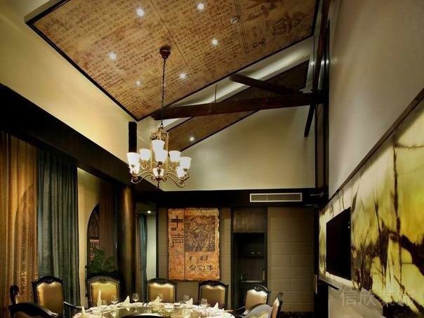 包廂就餐區(qū)裝修餐廳效果圖墻體水墨畫效果圖設(shè)計
