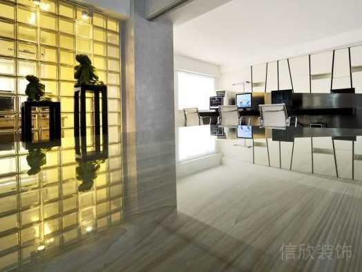 大理石地板墻體黃色設(shè)計(jì)玻璃鏤空設(shè)計(jì)圖辦公室