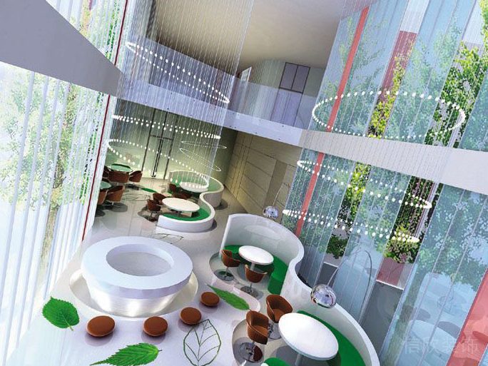 弧線現(xiàn)代簡(jiǎn)約效果圖天花水晶吊頂休息區(qū)大廳裝修