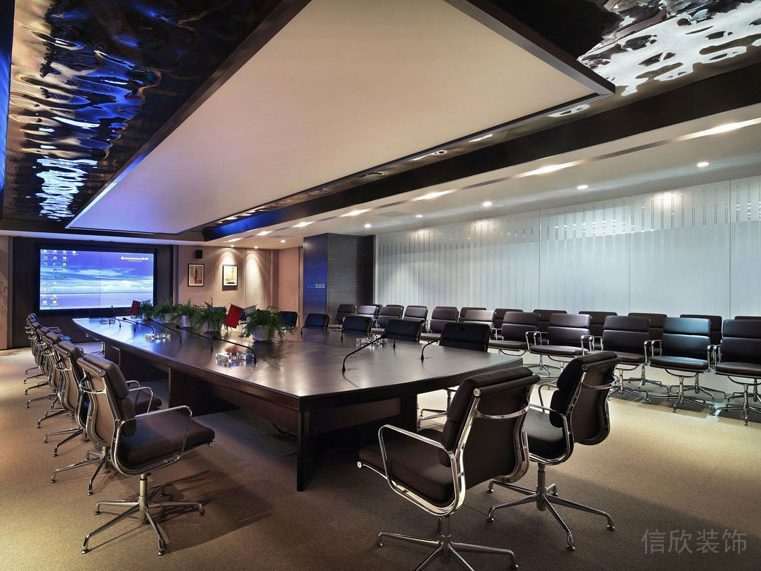 現(xiàn)代商務(wù)風(fēng)格直線式長桌會議桌黑色設(shè)計效果圖