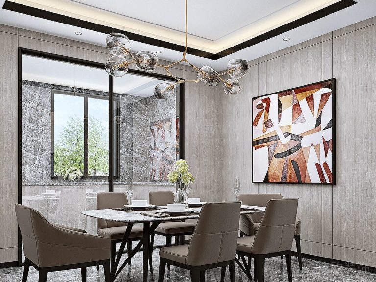 木飾面墻面瓷磚地面方形天花吊頂裝修設(shè)計效果圖