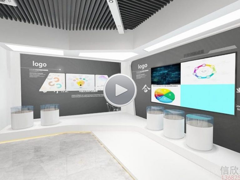 展示區(qū)背景墻線條天花吊頂裝修設(shè)計效果圖